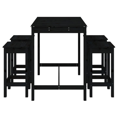 5 Piece Garden Bar Set Black Solid Wood Pine Payday Deals