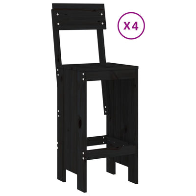 5 Piece Garden Bar Set Black Solid Wood Pine Payday Deals