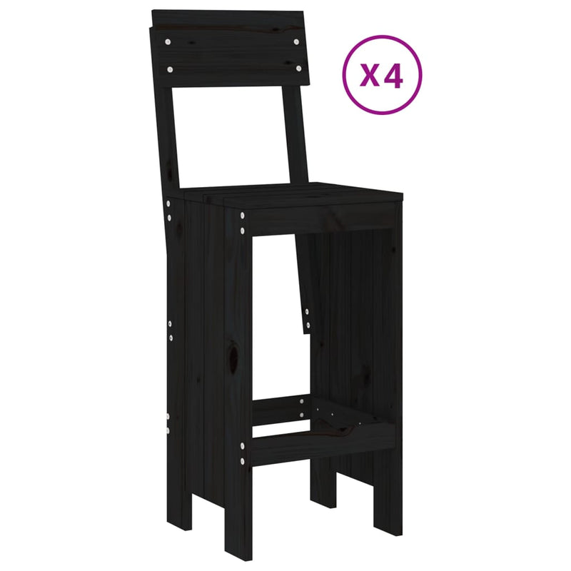 5 Piece Garden Bar Set Black Solid Wood Pine Payday Deals