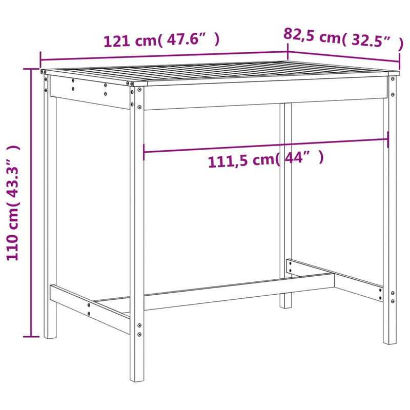 5 Piece Garden Bar Set Black Solid Wood Pine Payday Deals