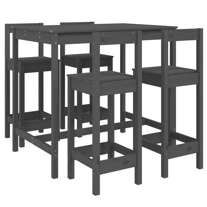 5 Piece Garden Bar Set Grey Solid Wood Pine Payday Deals