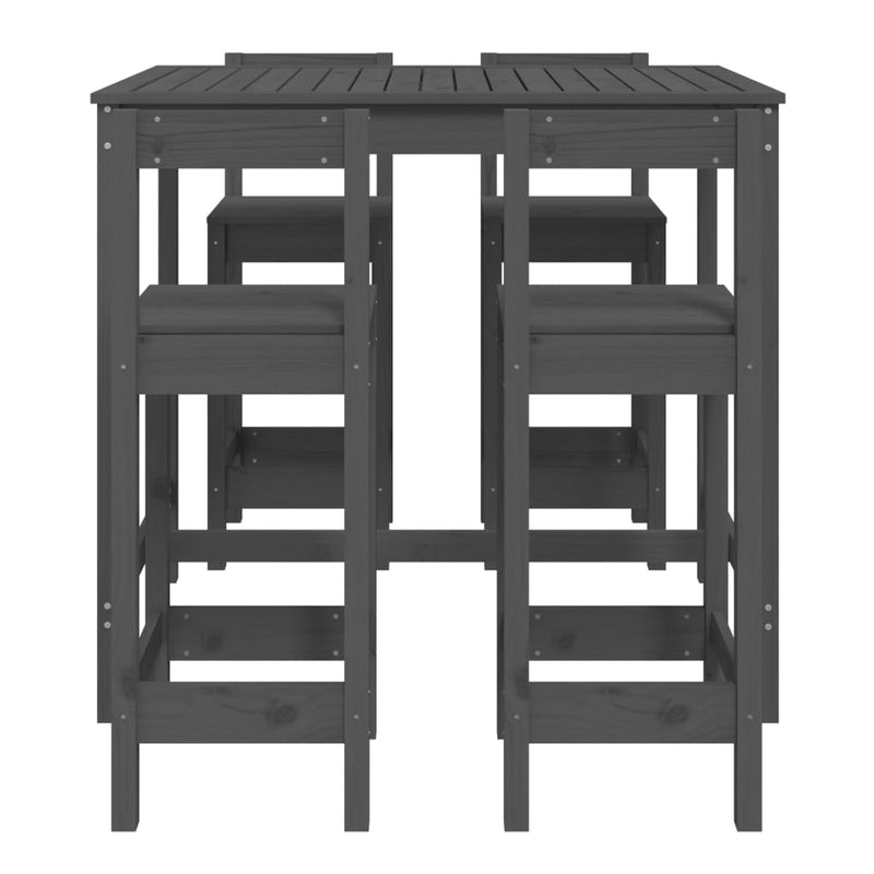 5 Piece Garden Bar Set Grey Solid Wood Pine Payday Deals