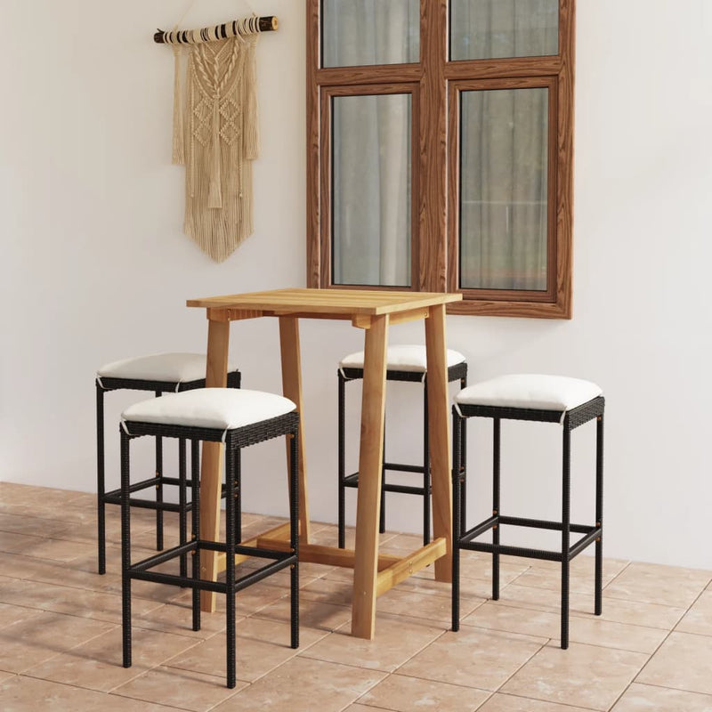 5 Piece Garden Bar Set with Cushions Black Payday Deals