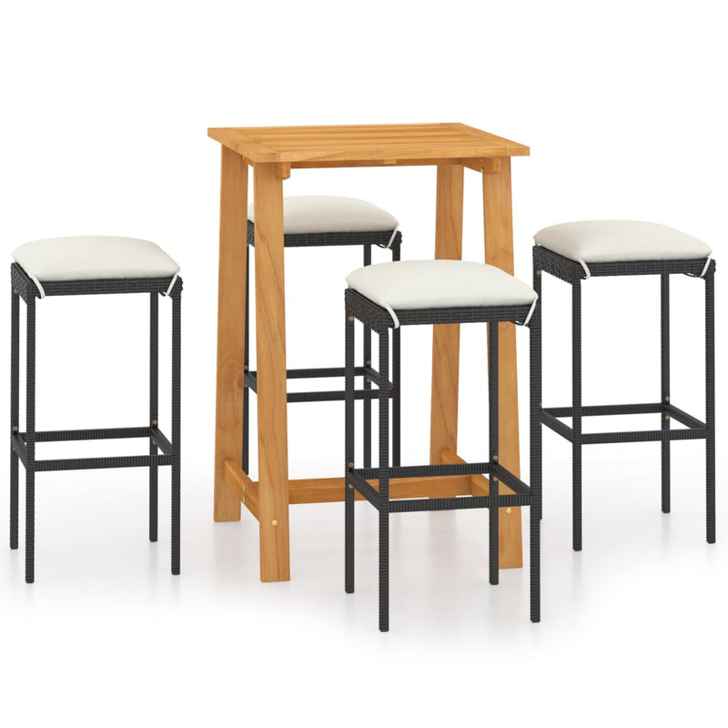 5 Piece Garden Bar Set with Cushions Black Payday Deals