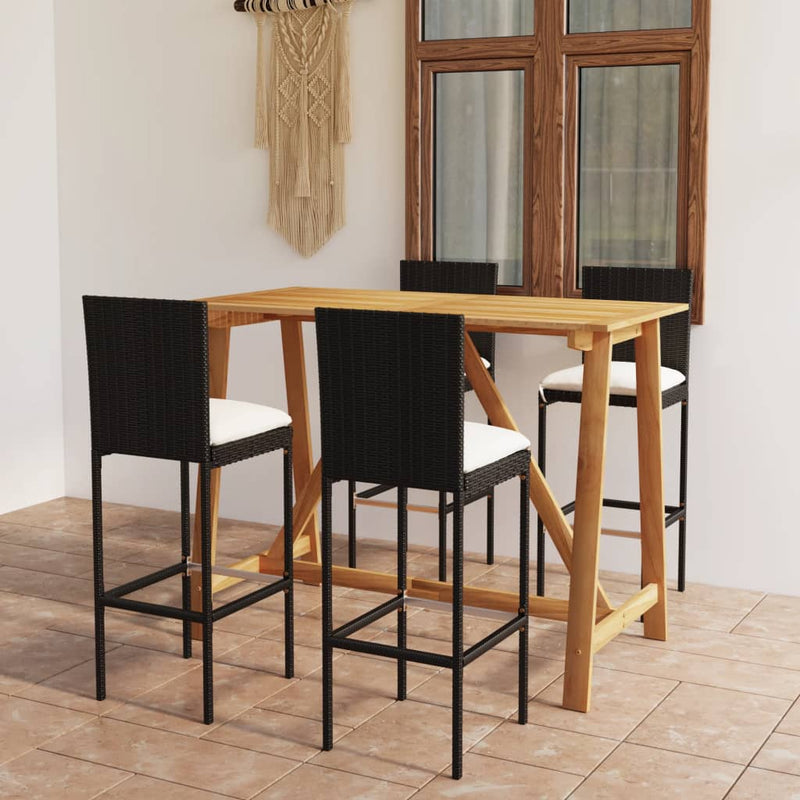 5 Piece Garden Bar Set with Cushions Black Payday Deals