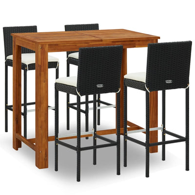 5 Piece Garden Bar Set with Cushions Black Payday Deals