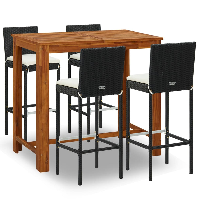 5 Piece Garden Bar Set with Cushions Black Payday Deals