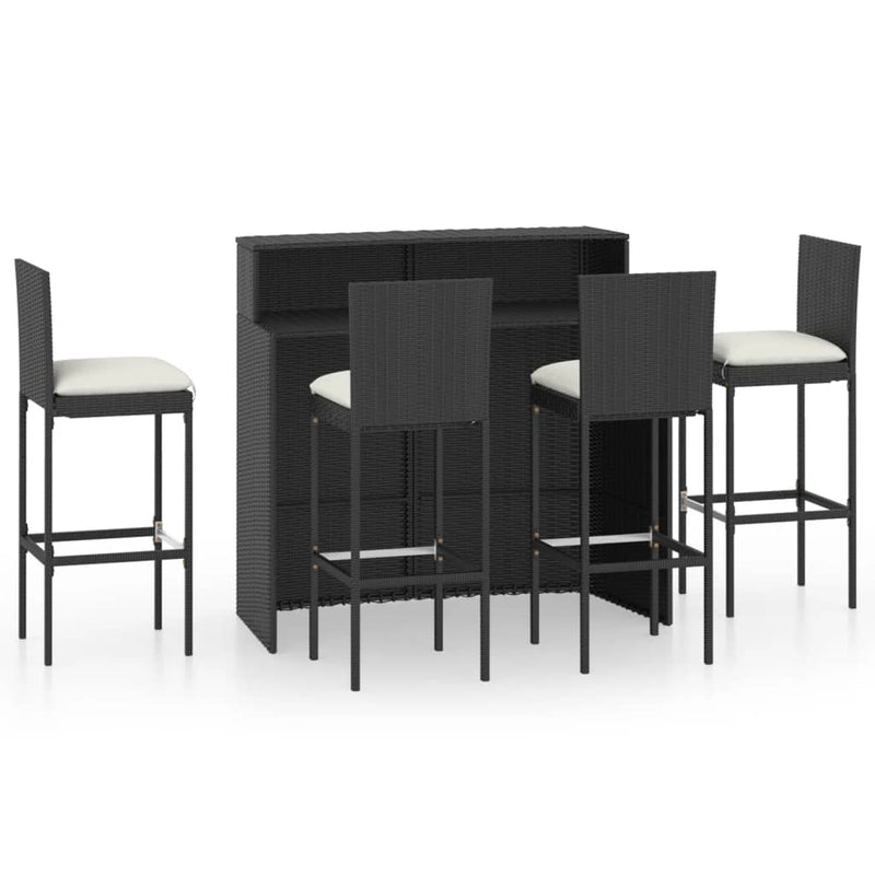 5 Piece Garden Bar Set with Cushions Black Payday Deals