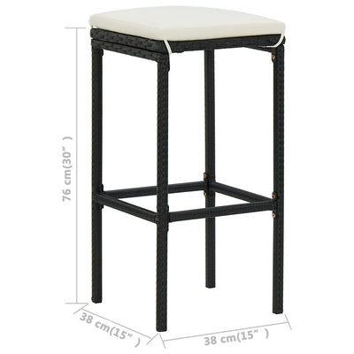5 Piece Garden Bar Set with Cushions Black Payday Deals