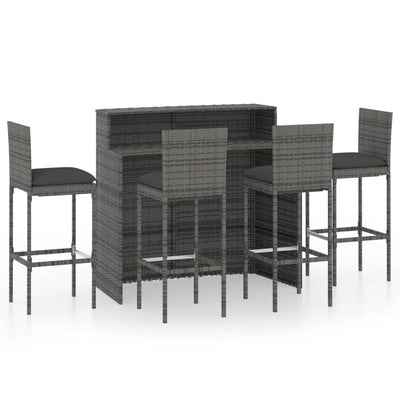 5 Piece Garden Bar Set with Cushions Grey Payday Deals