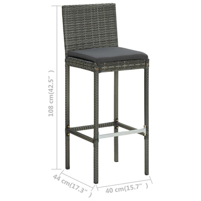 5 Piece Garden Bar Set with Cushions Grey Payday Deals