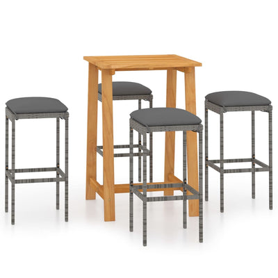 5 Piece Garden Bar Set with Cushions Grey Payday Deals