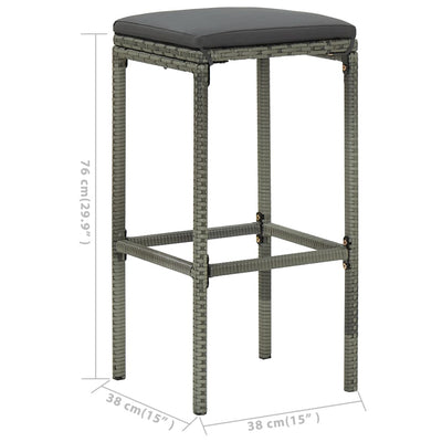 5 Piece Garden Bar Set with Cushions Grey Payday Deals