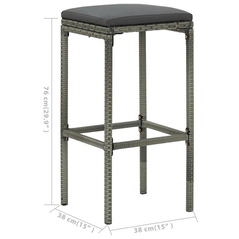 5 Piece Garden Bar Set with Cushions Grey Payday Deals