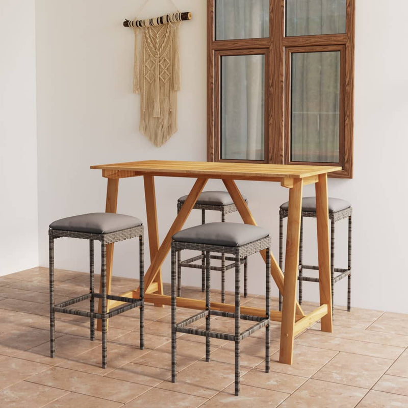 5 Piece Garden Bar Set with Cushions Grey Payday Deals