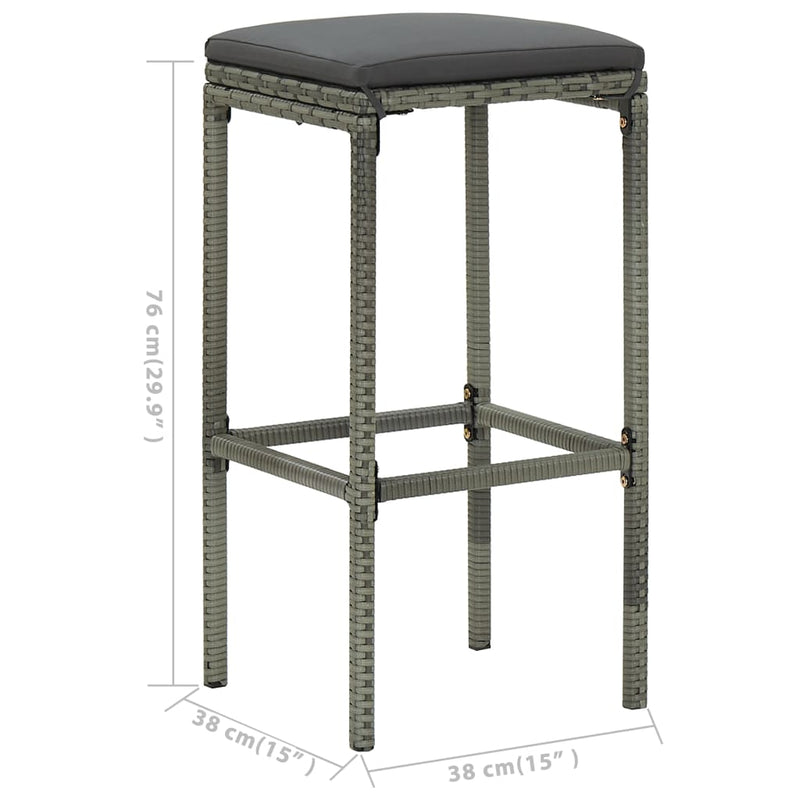 5 Piece Garden Bar Set with Cushions Grey Payday Deals