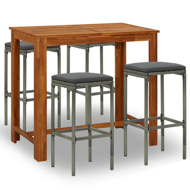 5 Piece Garden Bar Set with Cushions Grey Payday Deals