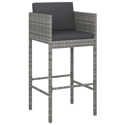 5 Piece Garden Bar Set with Cushions Grey Poly Rattan Payday Deals