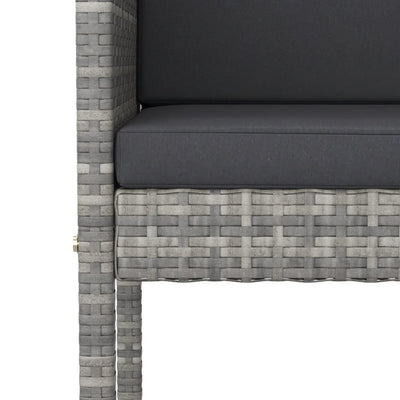 5 Piece Garden Bar Set with Cushions Grey Poly Rattan Payday Deals