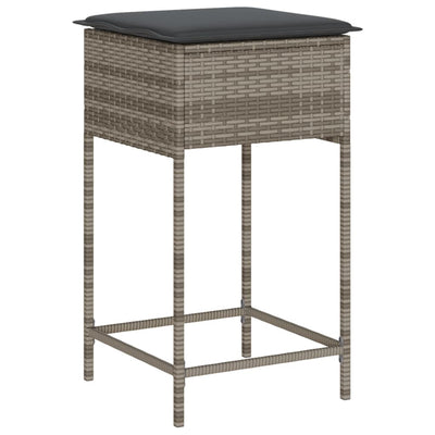 5 Piece Garden Bar Set with Cushions Grey Poly Rattan Payday Deals