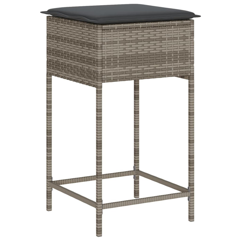5 Piece Garden Bar Set with Cushions Grey Poly Rattan Payday Deals