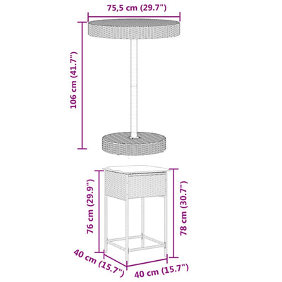 5 Piece Garden Bar Set with Cushions Grey Poly Rattan Payday Deals