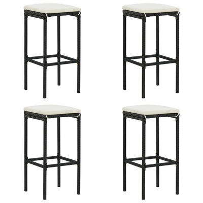 5 Piece Garden Bar Set with Cushions Poly Rattan Black Payday Deals
