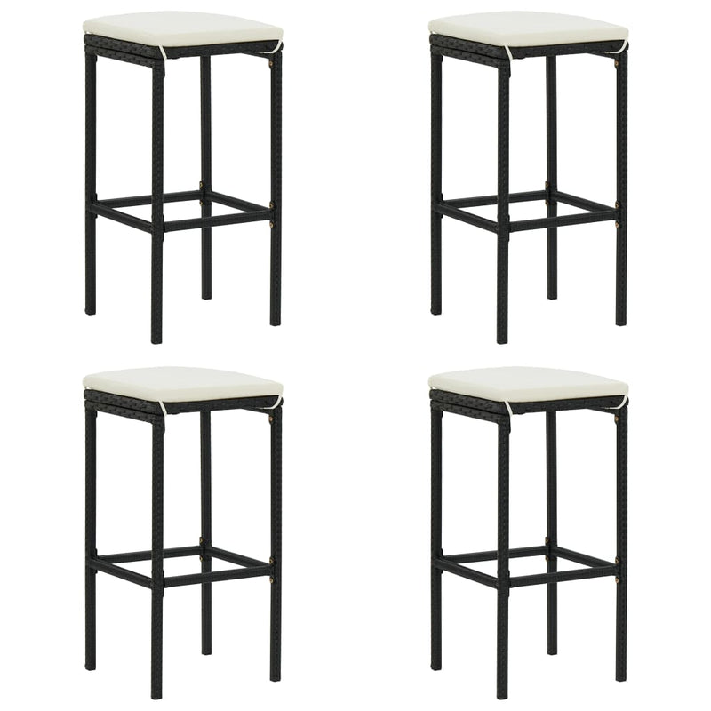 5 Piece Garden Bar Set with Cushions Poly Rattan Black Payday Deals