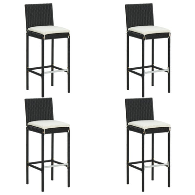 5 Piece Garden Bar Set with Cushions Poly Rattan Black Payday Deals