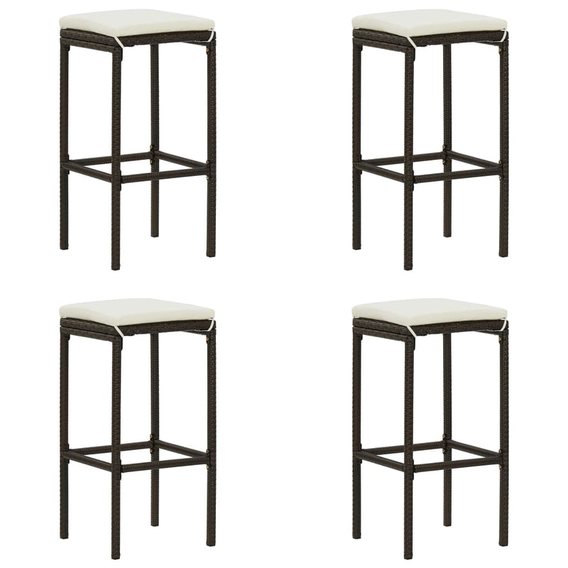5 Piece Garden Bar Set with Cushions Poly Rattan Brown Payday Deals
