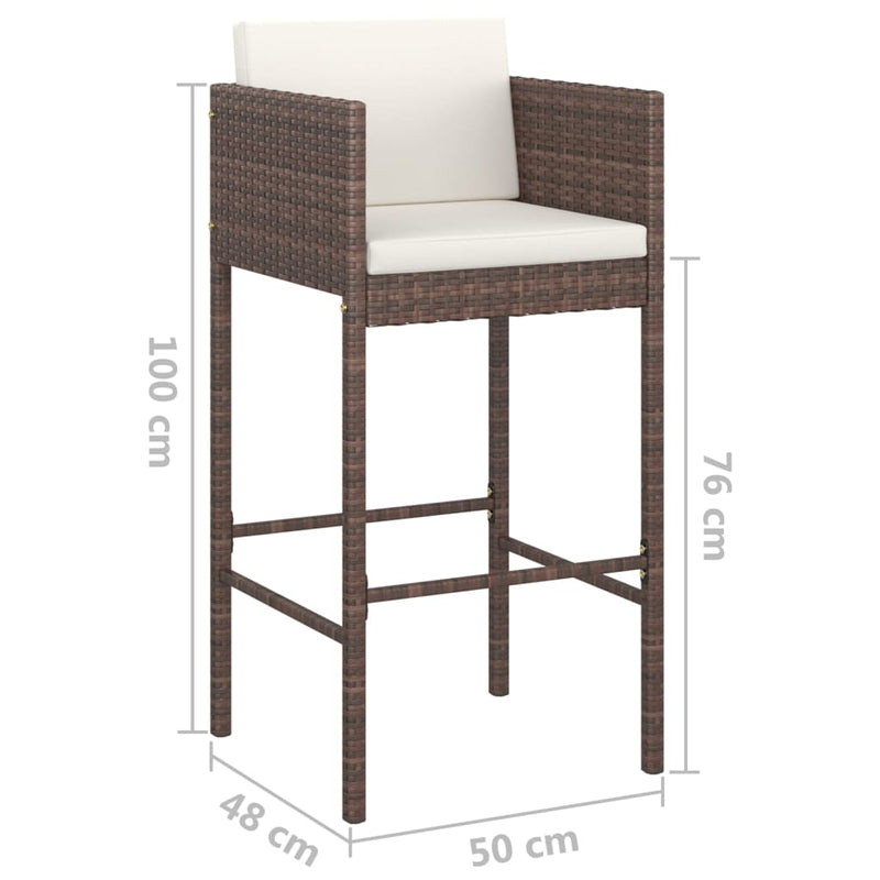 5 Piece Garden Bar Set with Cushions Poly Rattan Brown Payday Deals