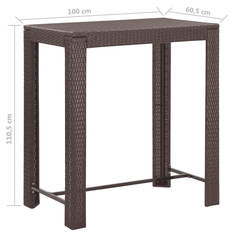 5 Piece Garden Bar Set with Cushions Poly Rattan Brown Payday Deals