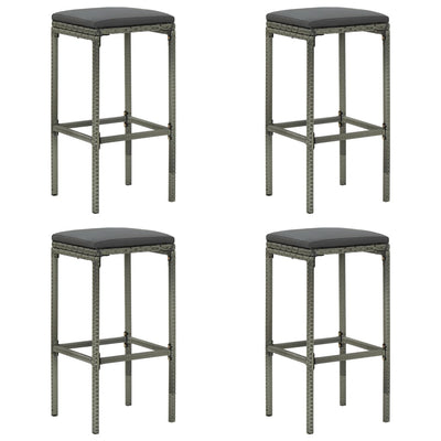 5 Piece Garden Bar Set with Cushions Poly Rattan Grey Payday Deals