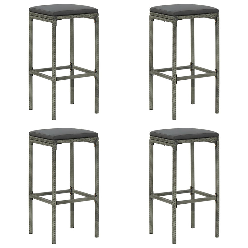 5 Piece Garden Bar Set with Cushions Poly Rattan Grey Payday Deals