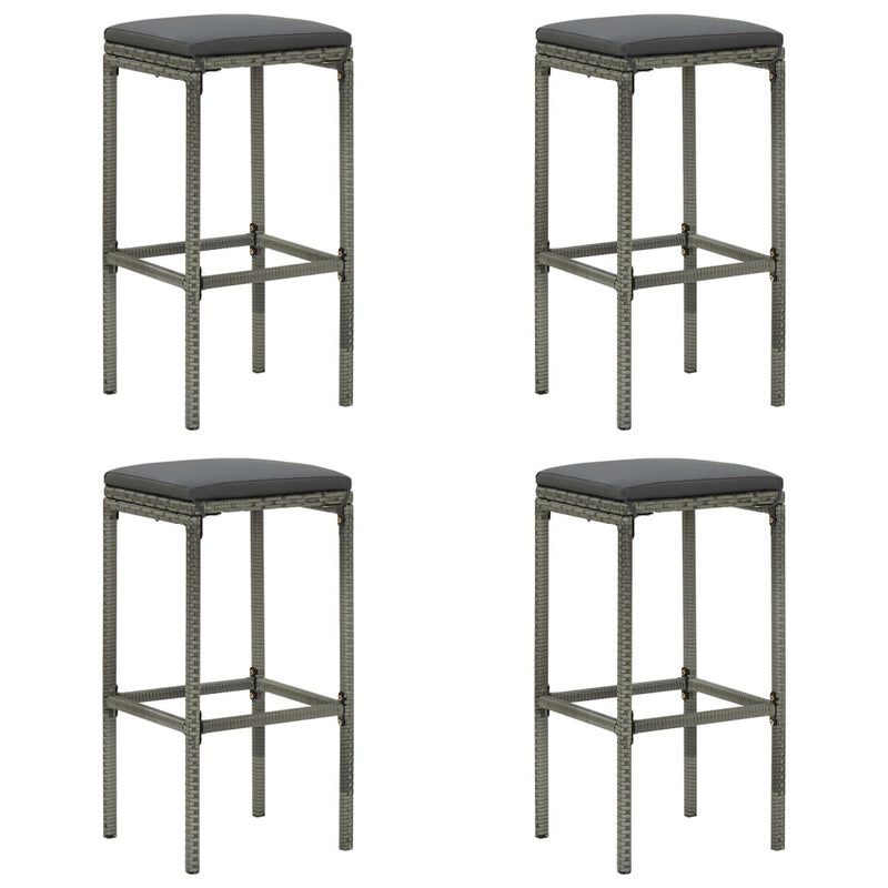 5 Piece Garden Bar Set with Cushions Poly Rattan Grey Payday Deals