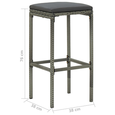 5 Piece Garden Bar Set with Cushions Poly Rattan Grey Payday Deals