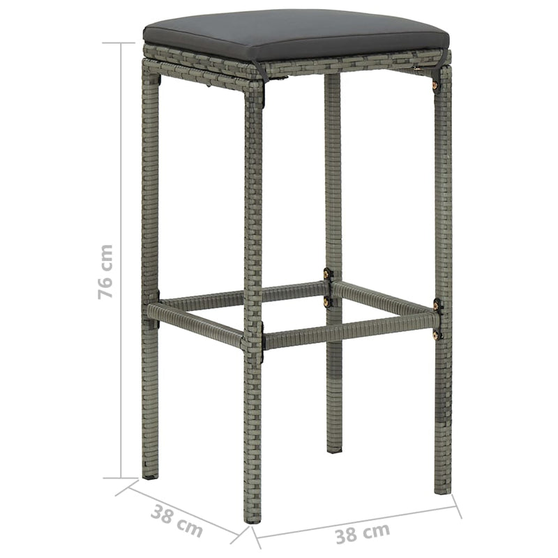 5 Piece Garden Bar Set with Cushions Poly Rattan Grey Payday Deals