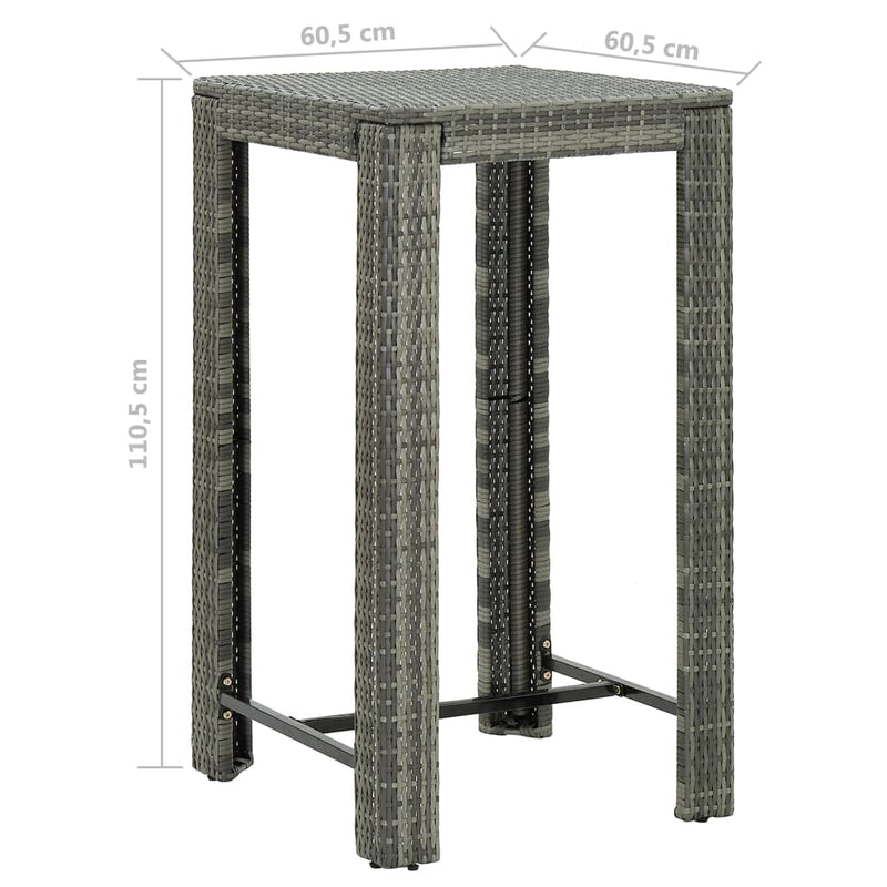 5 Piece Garden Bar Set with Cushions Poly Rattan Grey Payday Deals