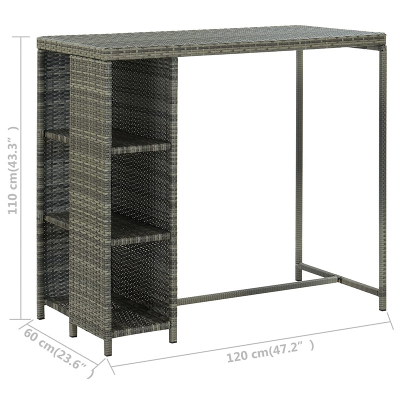5 Piece Garden Bar Set with Cushions Poly Rattan Grey Payday Deals