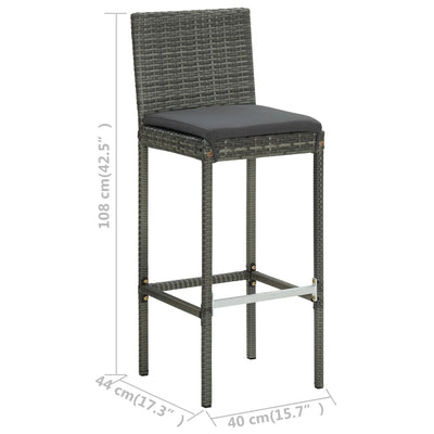 5 Piece Garden Bar Set with Cushions Poly Rattan Grey Payday Deals