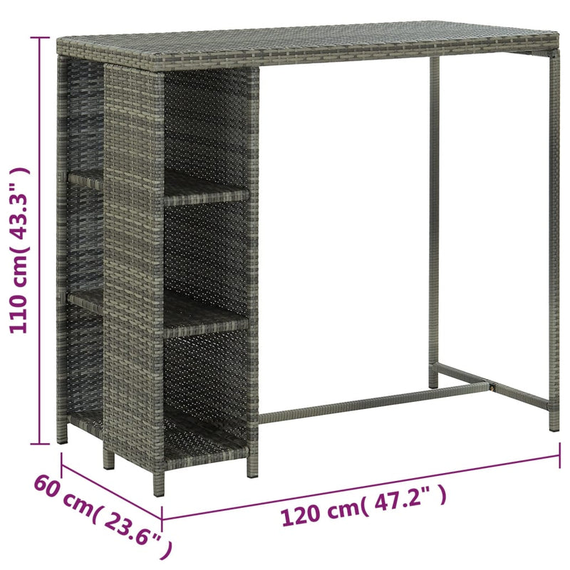 5 Piece Garden Bar Set with Cushions Poly Rattan Grey Payday Deals
