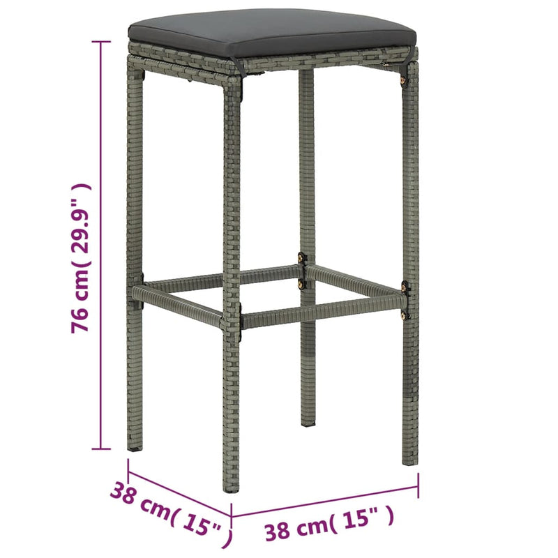 5 Piece Garden Bar Set with Cushions Poly Rattan Grey Payday Deals