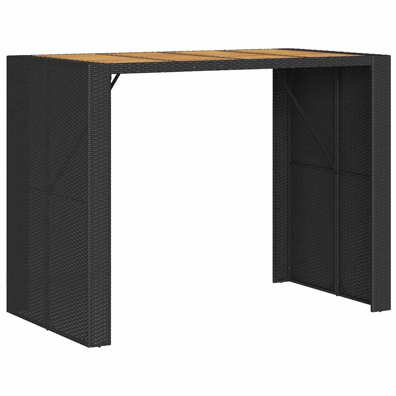 5 Piece Garden Bar Set without Cushions Black Poly Rattan Acacia Payday Deals