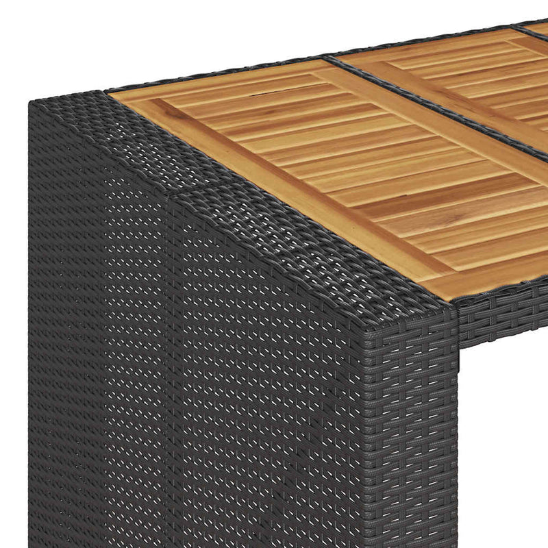 5 Piece Garden Bar Set without Cushions Black Poly Rattan Acacia Payday Deals