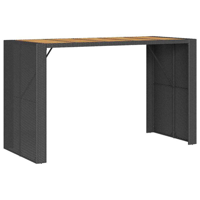 5 Piece Garden Bar Set without Cushions Black Poly Rattan Acacia Payday Deals