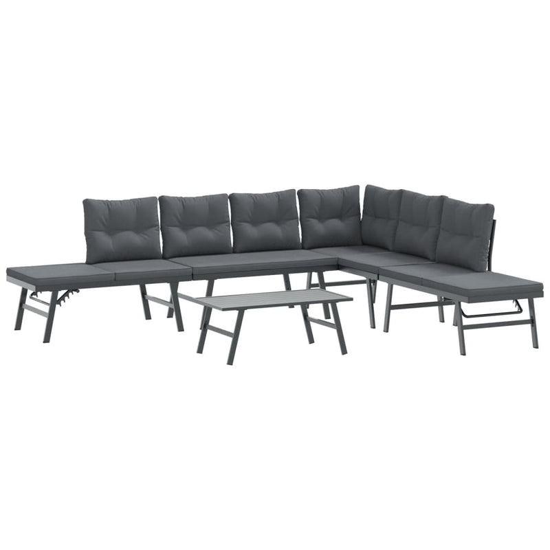 5 Piece Garden Bench Set with Cushions Black Powder-coated Steel Payday Deals