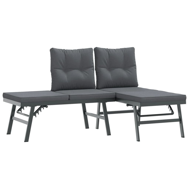 5 Piece Garden Bench Set with Cushions Black Powder-coated Steel Payday Deals