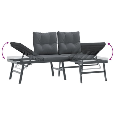 5 Piece Garden Bench Set with Cushions Black Powder-coated Steel Payday Deals