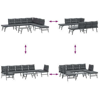 5 Piece Garden Bench Set with Cushions Black Powder-coated Steel Payday Deals
