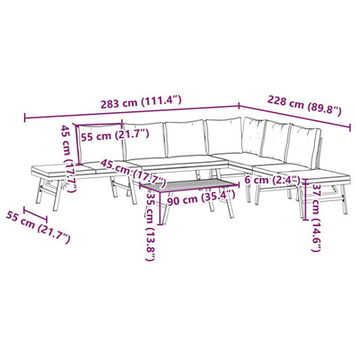 5 Piece Garden Bench Set with Cushions Black Powder-coated Steel Payday Deals